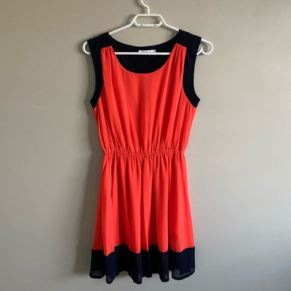 Katie Orange and Navy Summer Dress - size small - Picture 1 of 8